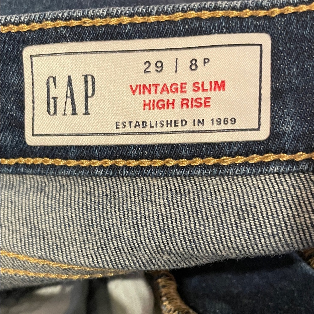 GAP Vintage Slim High Rise Raw Edge Petite Jeans - Picture 8 of 10